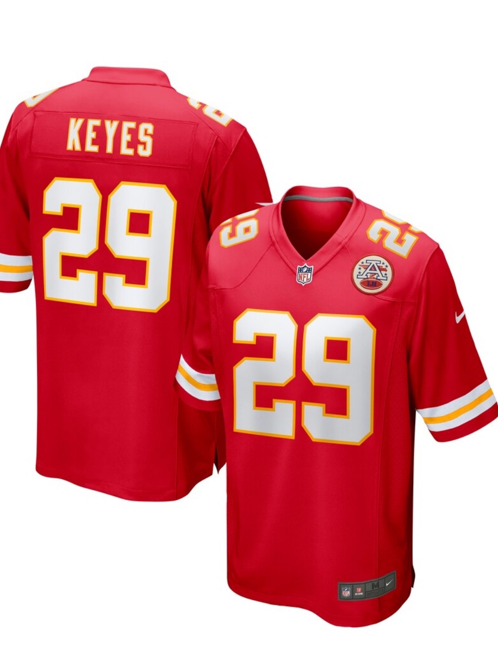 Kansas City Chiefs #29 Keyes Red Nike Bote Game Jersey - Picture 2 of 4
